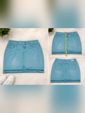 Y2K Aqua Stretch Denim Mini Skirt Size 34